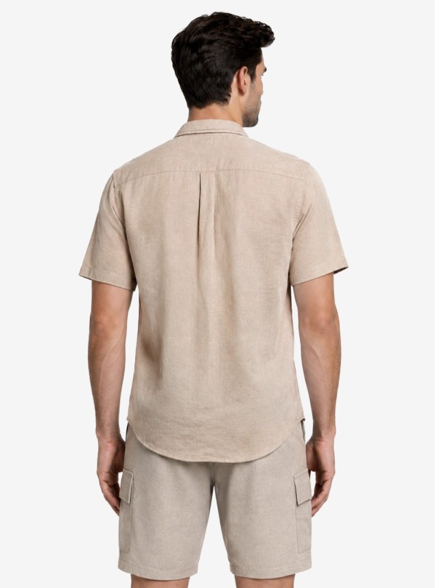 Camisa Lino-Algodón Regular Fit Café Piero Butti Camisa Lino-Algodón Regular Fit Café Piero Butti