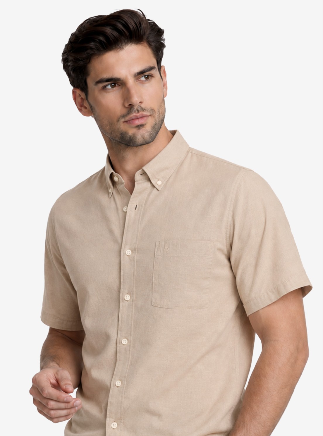 Camisa Lino-Algodón Regular Fit Café Piero Butti Camisa Lino-Algodón Regular Fit Café Piero Butti