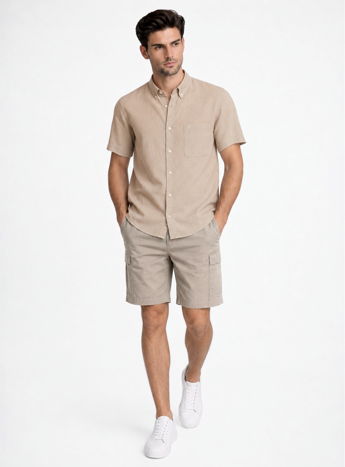 Camisa Lino-Algodón Regular Fit Café Piero Butti Camisa Lino-Algodón Regular Fit Café Piero Butti