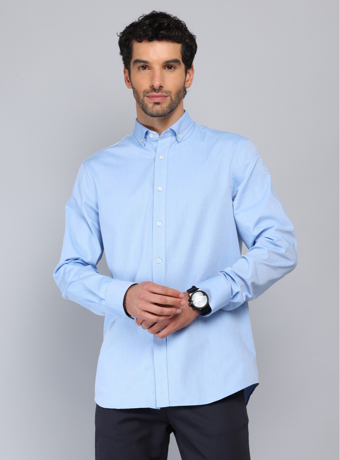 Camisa Texturada Tailored Fit Celeste Piero Butti Camisa Texturada Tailored Fit Celeste Piero Butti