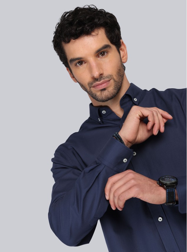 Camisa Texturada Tailored Fit Azul Marino Piero Butti Camisa Texturada Tailored Fit Azul Marino Piero Butti