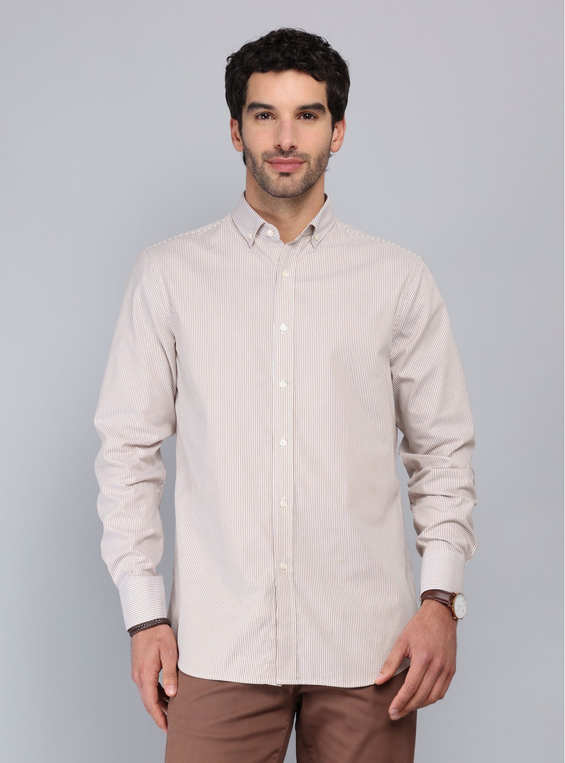 Camisa Rayas Tailored Fit Beige Piero Butti Camisa Rayas Tailored Fit Beige Piero Butti