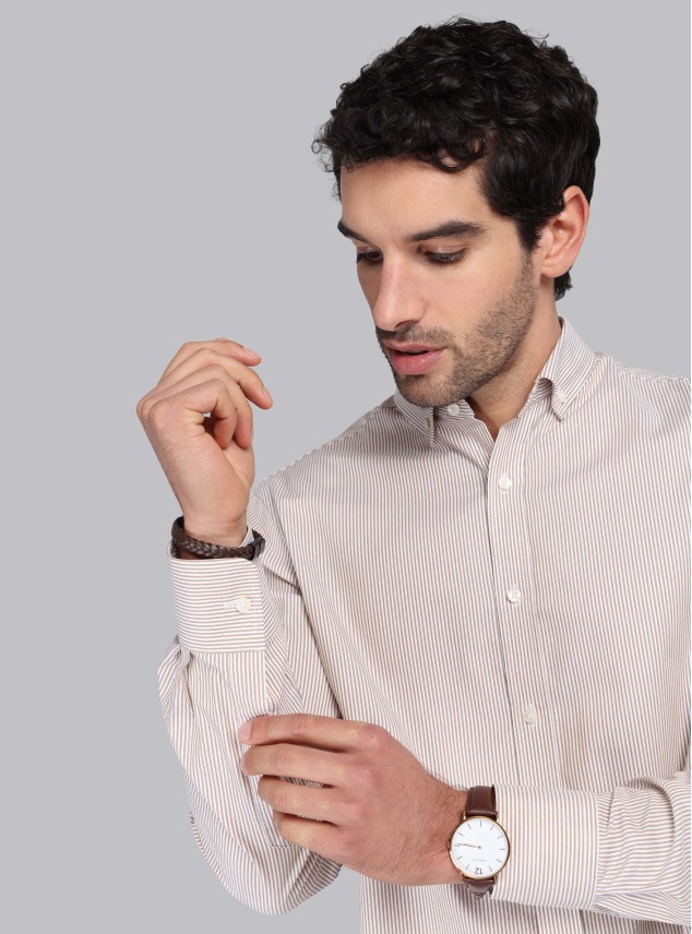 Camisa Rayas Tailored Fit Beige Piero Butti Camisa Rayas Tailored Fit Beige Piero Butti