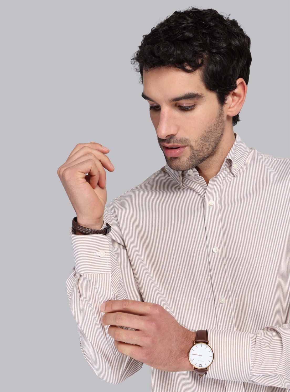 Camisa Rayas Tailored Fit Beige Piero Butti Camisa Rayas Tailored Fit Beige Piero Butti