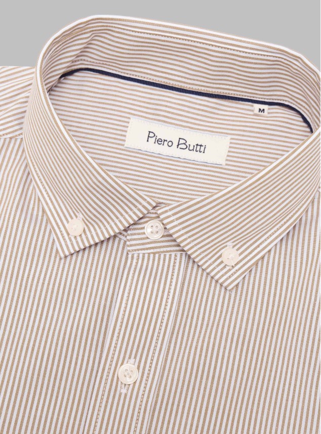 Camisa Rayas Tailored Fit Beige Piero Butti Camisa Rayas Tailored Fit Beige Piero Butti