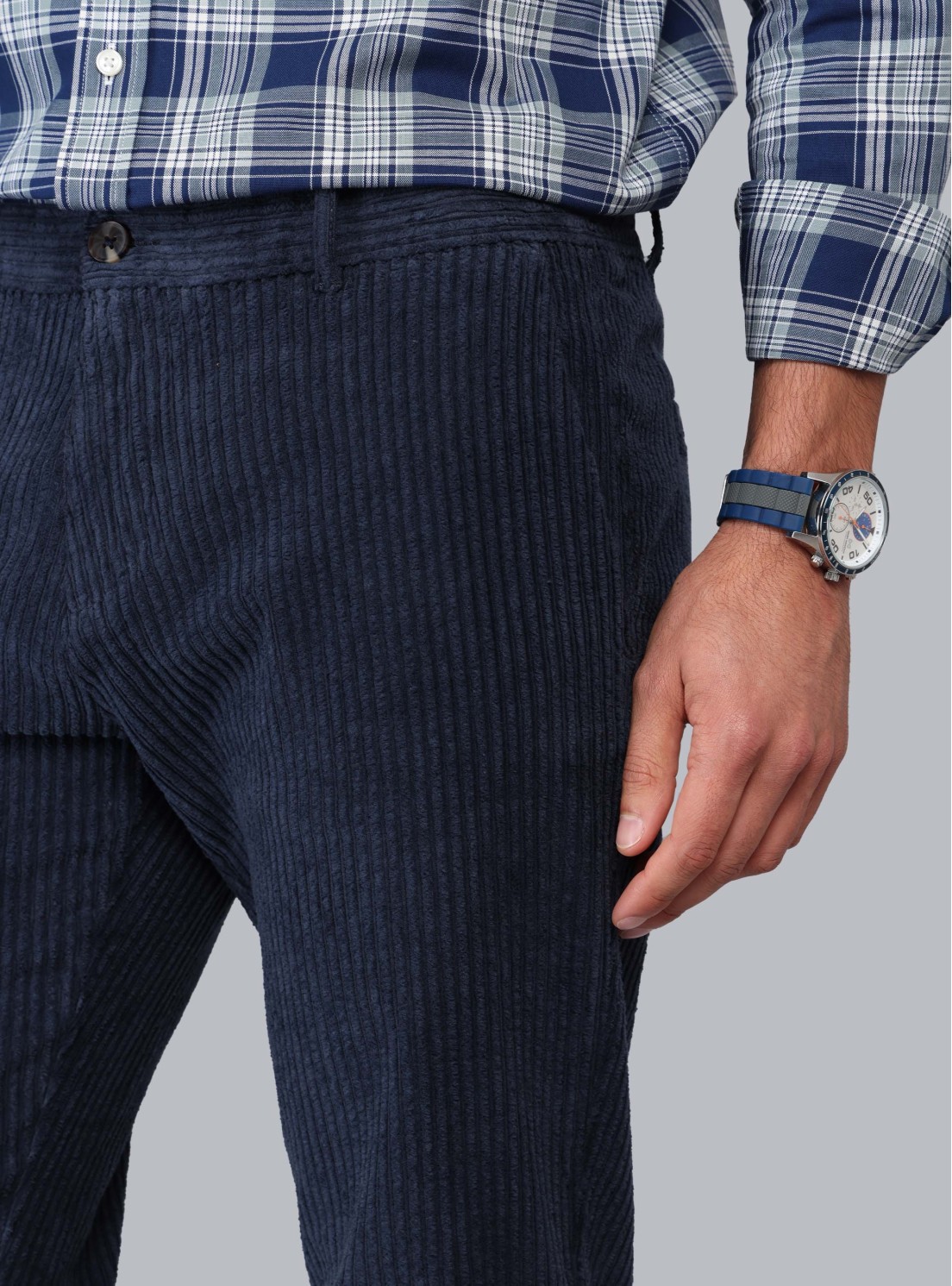 Pantalón Cotelé Spandex Regular Fit Azul Marino Piero Butti Pantalón Cotelé Spandex Regular Fit Azul Marino Piero Butti