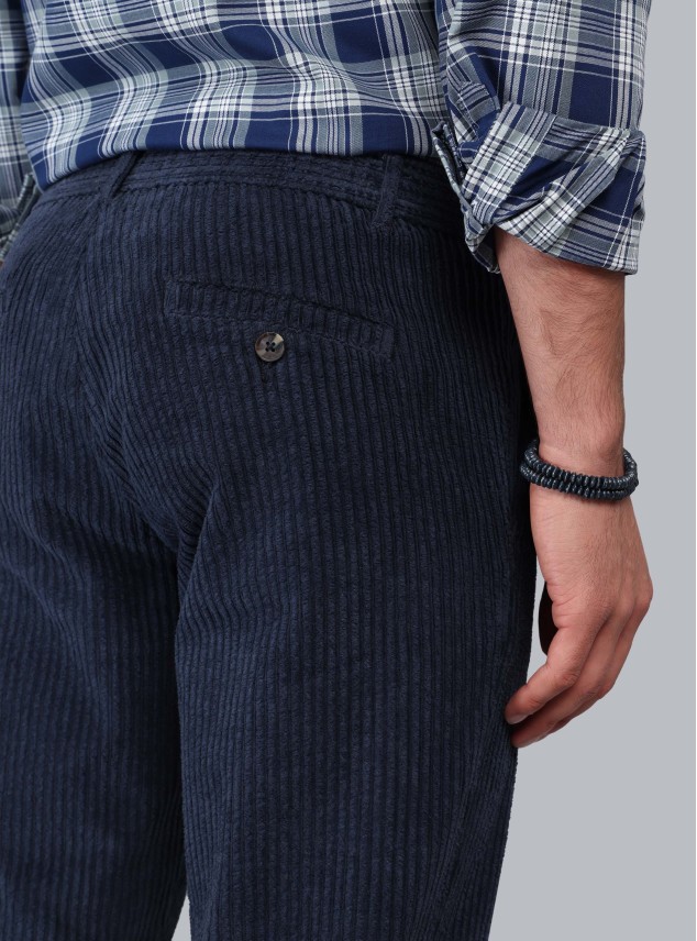 Pantalón Cotelé Spandex Regular Fit Azul Marino Piero Butti Pantalón Cotelé Spandex Regular Fit Azul Marino Piero Butti