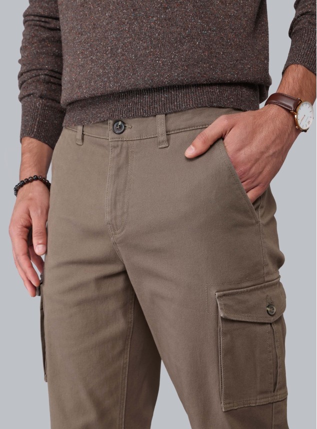 Pantalón Cargo Regular Fit Café Piero Butti Pantalón Cargo Regular Fit Café Piero Butti
