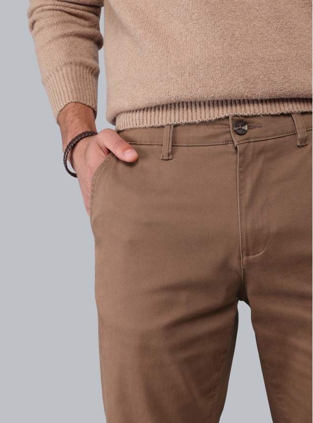 Pantalón Chino Spandex Regular Fit Café Piero Butti Pantalón Chino Spandex Regular Fit Café Piero Butti