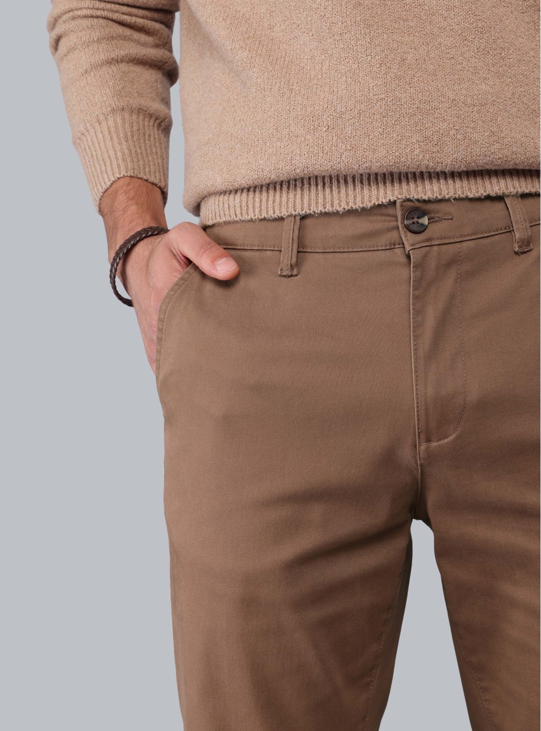 Pantalón Chino Spandex Regular Fit Café Piero Butti Pantalón Chino Spandex Regular Fit Café Piero Butti