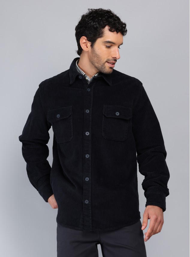 Overshirt Stone Wash Regular Fit Azul Marino Piero Butti