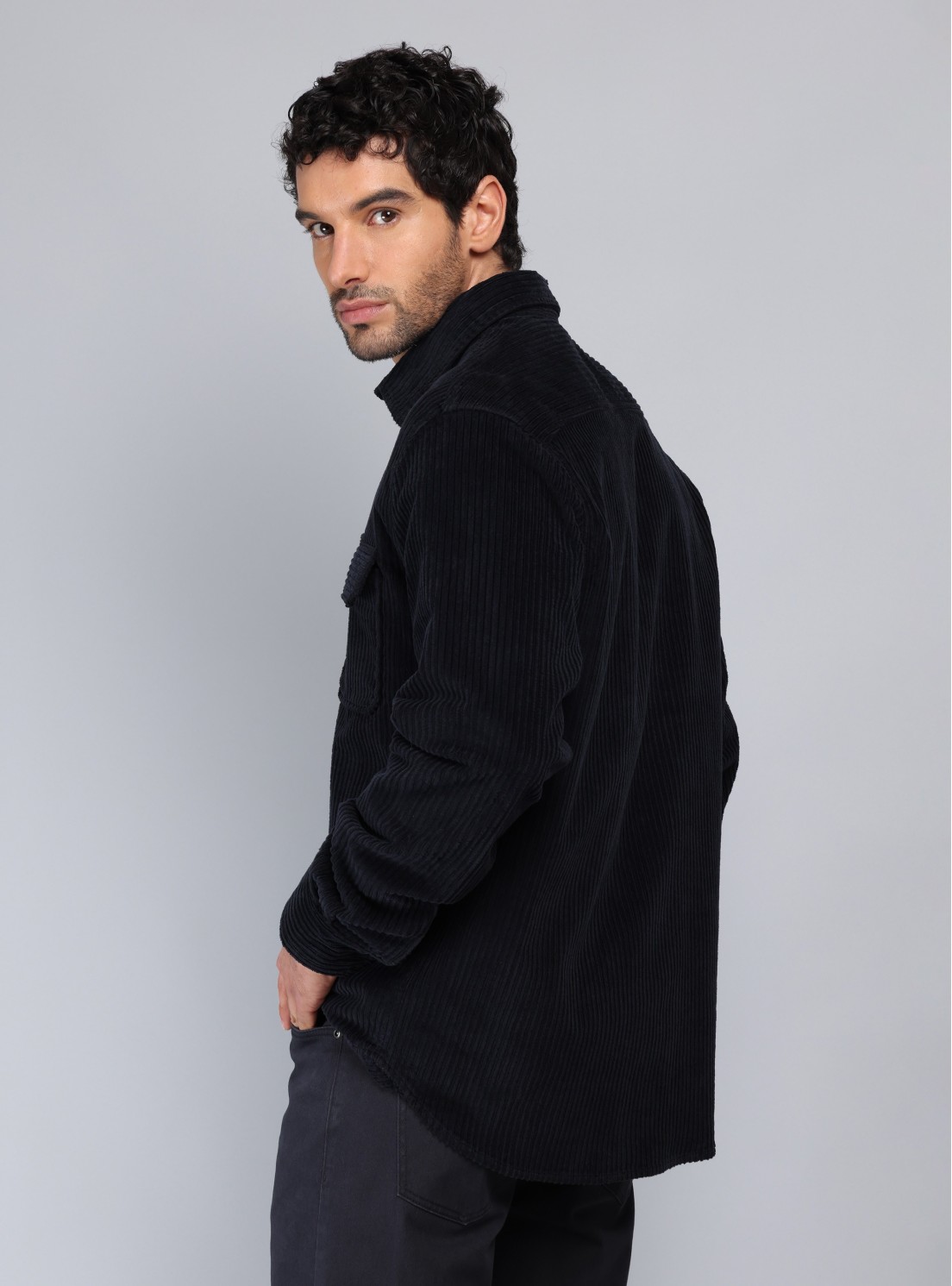 Overshirt Stone Wash Regular Fit Azul Marino Piero Butti Overshirt Stone Wash Regular Fit Azul Marino Piero Butti